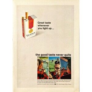 Viceroy Cigarettes "Great Taste Whenever You Light Up" Playboy Vintage Print Ad